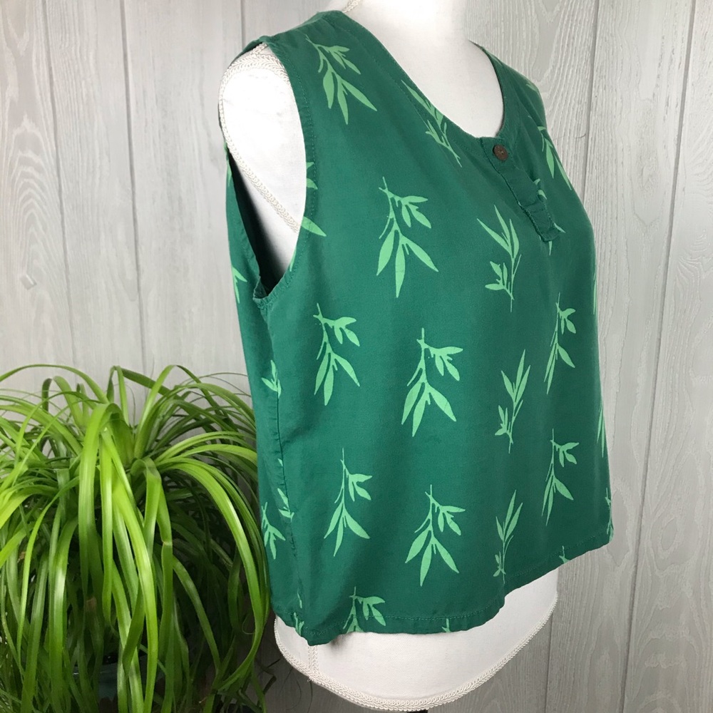 NWOT Vintage Handmade one of a kind green leaf print sleeveless tank top